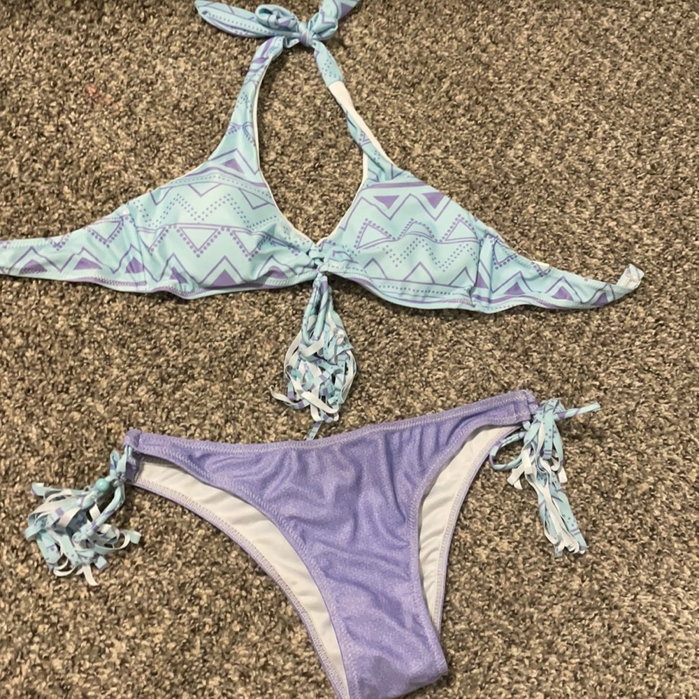 Blue and purple bikini